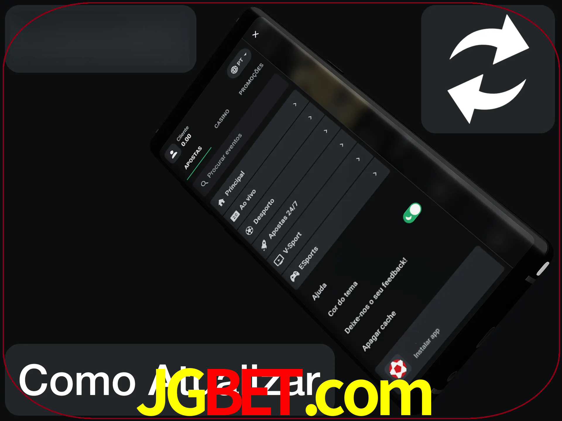 O aplicativo é atualizado automaticamente quando você faz o login.