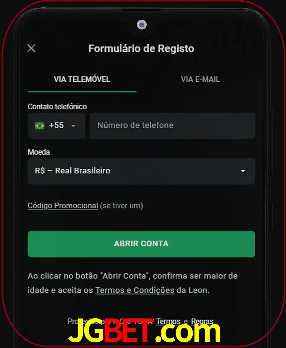 Abra o aplicativo e inicie o processo de registro.